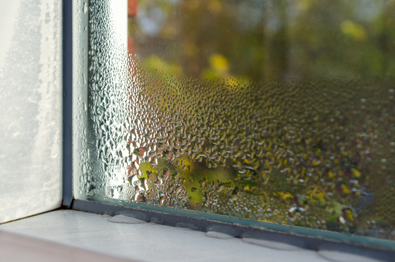 Kondensatbildung an einem Fenster